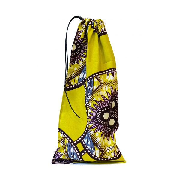 Medium yellow ethnic fabric pouch